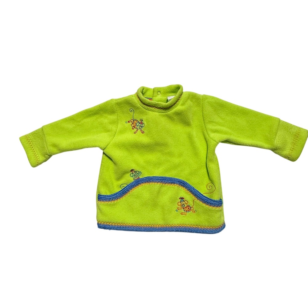 Vintage Banana Soup‎ Fleece Monkey Sweatshirt Pullover Lime Green 6-9M